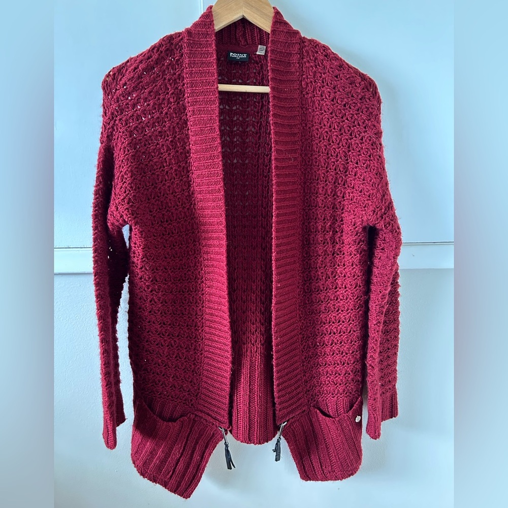 Point Zero Deep Red Knit Cardigan